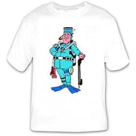 T-shirt with man, human, body, individuals, individual, diver, persons, diving, humans, people, person, scuba, equipment