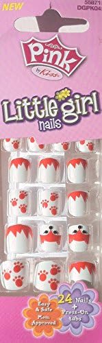 Pink by Kiss Little Girl Nails Little Star Fox Orange & White 24 Nails + Press-On Tabs