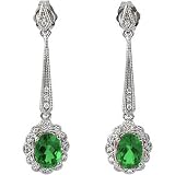 14K White Gold Chrome Tourmaline and Diamond Earrings