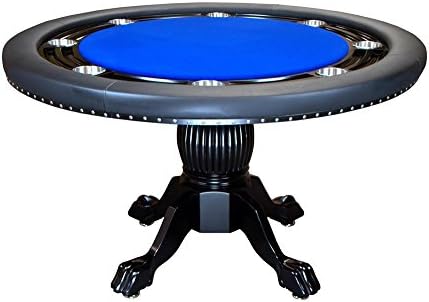 Night Hawk 55 in. Diameter Round Poker Table - Blue (Blue Velveteen)