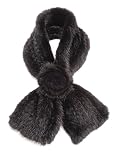 Knitted Mink Scarf - Black Mink Rosette