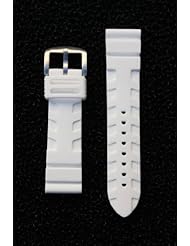 White 24mm Heavy Rubber Watchband Panerai Style By Toscana