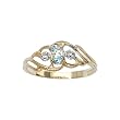 10K Yellow/White Gold 0.01 ct. Diamond and 5 x 3 MM Oval Shaped Aquamarine Ring