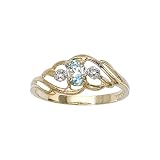 10K Yellow/White Gold 0.01 ct. Diamond and 5 x 3 MM Oval Shaped Aquamarine Ring