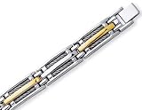 Stainless Steel 18k Mens Gold Bar Rope Bracelet - 8.5 Inch
