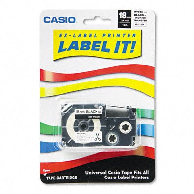 Childrens Toyshop  Musical Instruments : CASIO(XR118BKS) Label Tape, Iron-On, Black on White, 18mm