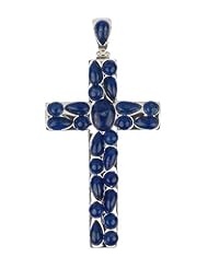 Lapis Lazuli on Sterling Silver Cross Pendant