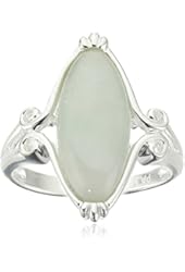 Sterling Silver and Oval Green Jade Ring