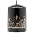 Festive  Black Pillar Candle, 7.5 cm x 10 cm