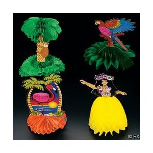 Click to buy 12 Cardboard and Tissue Mini Tropical Luau Party Decorationsfrom Amazon!