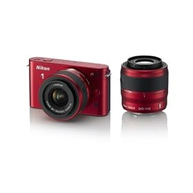 Nikon 1 J1 10.1 MP HD Digital Camera System with 10-30mm VR and 30-110mm VR 1 NIKKOR Lenses (Red): Camera &amp; Photo