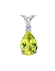 Original Star K (tm) Large 14x10mm Pear Shape Simulated Peridot Pendant in 925 Sterling Silver