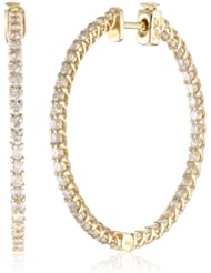 14kt Yellow Gold Diamond Inside and Outside Lucida Set Hoops, 3 Cttw (H-I Color, SI2-I1Clarity)