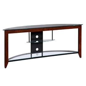 Powell Medium Cherry and Black Corner TV Stand
