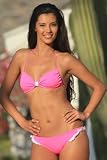 Pink Punch Ruffle Bikini Juniors - Matte Hot Pink/White Gauze Color