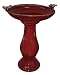 Antique Ceramic Bird Bath w/ Birds - Red