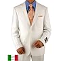 Italian Linen Mens Suits Oscar By Valenti Made in Italy Hand Tailored Two Button 2PC Italian Suit Sporty Casual Apparel Complete with Jacket and Pants Lapel Hand Pick Stitching White