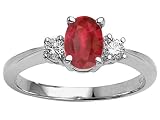 1.10 cts Genuine Oval Ruby and Diamond Engagement Ring - 14kt White or Yellow Gold