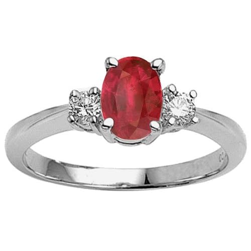 Genuine Oval Ruby and Diamond Engagement Ring - 14kt White or Yellow Gold Genuine Oval Ruby and Diamond Engagement Ring - 14kt White or Yellow Gold