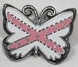 Dixie White/Pink Enamel Diamond Cut Pewter Butterfly Buckle