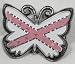Dixie White/Pink Enamel Diamond Cut Pewter Butterfly Buckle