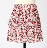 Tulle Cute and Flirty Red White Floral Ruffle Layered Skirt