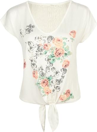 Amazon.com: FULL TILT Skull Womens Tie Front Lace Back Tee: Clothing