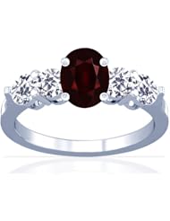 14K White Gold Oval Cut Ruby Ring With Sidestones (GIA Certificate)