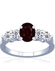 18K White Gold Oval Cut Ruby Ring With Sidestones (GIA Certificate)
