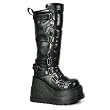 4-1/2 Inch Trendy Black Boots Gothic Boots Punk Shoes Velcro Straps Black PU