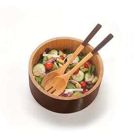 Anchor Home Collection Bamboo 3-Piece Salad Bowl with Espresso Finish Exterior by Anchor Home Collection