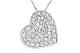 1 Carat Diamond 14K White Gold Heart Pendant w/Chain