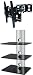 PACKAGE DEAL! Three SHELVES Wall Mount for AUDIO VIDEO Equipment-BLACK Glass SILVER Tube + Universal SWIVEL / TILT Bracket with EXTENSION ARM for ALL TV Brands 37 40 42 46 47 50 52 54 55 58 60 inch TV Flat Panel-HD Ready Screen