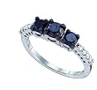 Stunning 1.06 Ctw. Black and White Diamond 3 Stone Ring " Size 7 "