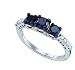 Stunning 1.06 Ctw. Black and White Diamond 3 Stone Ring " Size 7 "