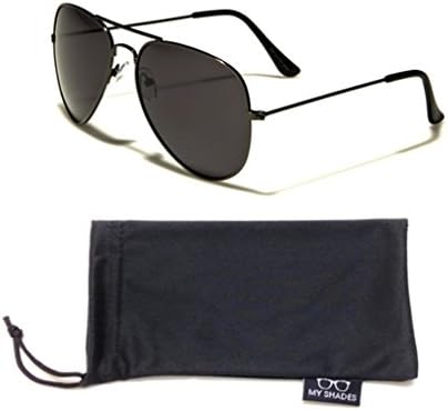 Air Force Brand Aviator Sunglasses--Classic Style and Shape (Polarized GunMetal w/My Shades Pouch)