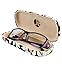JAVOedge Black Leaves Pattern Fabric Clamshell Style Eyeglass Case with Bonus Mircofiber Glasses Cleaning Cloth