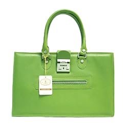 L.A.P.A. Italian Designer Satchel Handbag in Green Leather