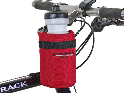 Bushwhacker Shasta Red - Insulated Bike Water Bottle Holder w/ 22 oz. Bottle - Two Point Bike Frame & Handlebar Attachment w/ Belt Loop On Sale