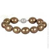 WILLOW PEARLES: *COCOA GOLDEN BROWN OVAL VOYAGEUR PEARLE BRACELET*