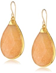 Devon Leigh Peach Jade in 24K Gold Foil Drop Earrings