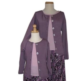 Mother Daughter Matching Purple Cardigan Twin Set Sweaters