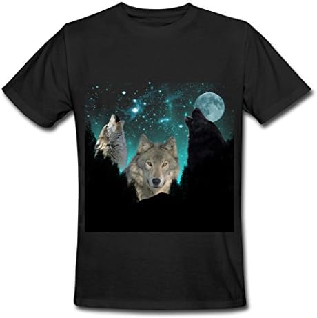Disguiser Wolf Background Forest Scene Men's T-Shirts Short Sleeve Cotton Black M