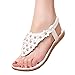 Maybest Women Bohemia Style Flower Beads T-Strap Flip Flop Flats Slip On Thong Sandals