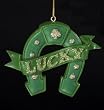Luck of the Irish Green & Gold "Lucky" Horseshoe Christmas Ornament 4.5"