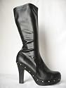 Black Stretchy Sexy Vegan Platform Boots