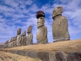 15 Moais at Ahu Tongariki, Easter Island, Chile Photographic Poster Print by Walter Bibikow, 16x12