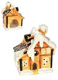 6 Inch Ceramic Christmas Cottage Tealight Holder