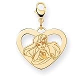 14k Disney Ariel Heart Lobster Clasp Charm - JewelryWeb