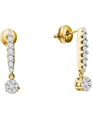 14KT Yellow Gold 0.50 CTW Diamond Flower Earring